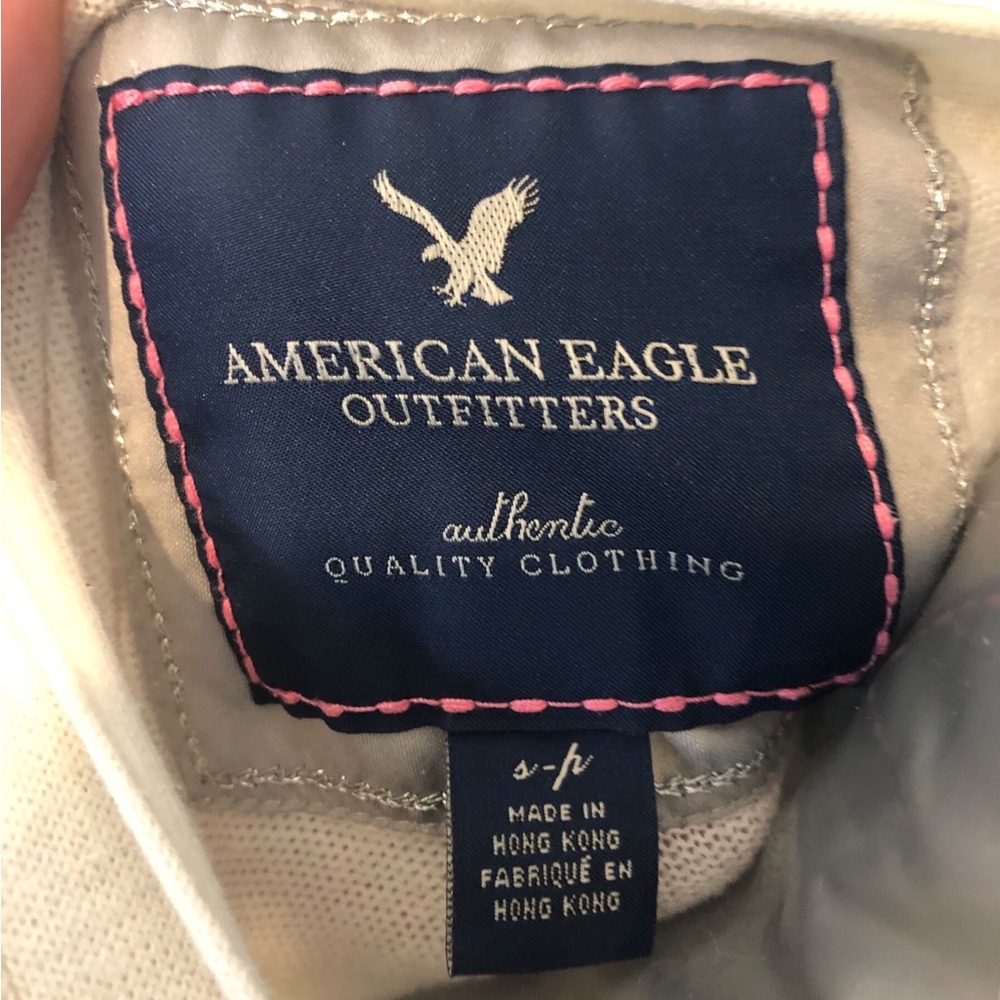 American Eagle 100% cotton Small short sleeve v-neck white cardigan Women’s - Picture 10 of 11